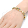 Oro Laminado Fancy Bracelet, Gold Filled Style with Multicolor Cubic Zirconia and White Crystal, Polished, Golden Finish, 03.59.0061.08 (10 MM Thickness, 8 Inches Length)