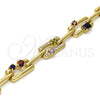 Oro Laminado Fancy Bracelet, Gold Filled Style with Multicolor Cubic Zirconia and White Crystal, Polished, Golden Finish, 03.59.0061.08 (10 MM Thickness, 8 Inches Length)
