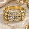 Oro Laminado Multi Stone Ring, Gold Filled Style with White Crystal, Polished, Golden Finish, 01.59.0017.07 (Size 7)
