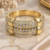 Oro Laminado Multi Stone Ring, Gold Filled Style with White Crystal, Polished, Golden Finish, 01.59.0017.06 (Size 6)