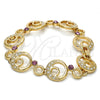 Oro Laminado Fancy Bracelet, Gold Filled Style Moon Design, with White and Amethyst Crystal, Polished, Golden Finish, 03.59.0070.08 (17 MM Thickness, 8 Inches Length)