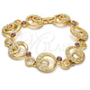 Oro Laminado Fancy Bracelet, Gold Filled Style Moon Design, with White and Amethyst Crystal, Polished, Golden Finish, 03.59.0070.08 (17 MM Thickness, 8 Inches Length)