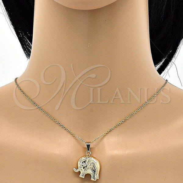 Gold Filled Pendant — Fancy Pendant Elephant and Hollow Design Matte 05. — alternate product view — SKU 105128 | Oro Laminado dije — elegante Pendant Elephant and Hollow diseño Matte 05. — SKU 105128