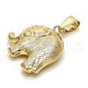 Oro Laminado Fancy Pendant, Gold Filled Style Elephant and Hollow Design, Matte Finish, Golden Finish, 05.163.0048