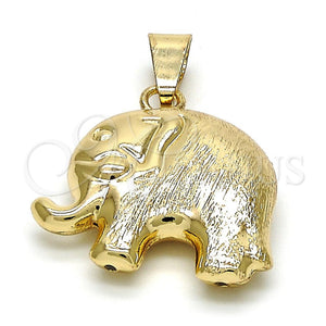 Gold Filled Pendant — Fancy Pendant Elephant and Hollow Design Matte 05. — main product view — SKU 105128 | Oro Laminado dije — elegante Pendant Elephant and Hollow diseño Matte 05. — SKU 105128