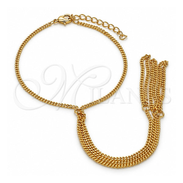 Oro Laminado Fancy Bracelet, Gold Filled Style Curb Design, Polished, Golden Finish, 03.60.0139.07 (02 MM Thickness, 7 Inches Length)