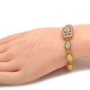 Oro Laminado Fancy Bracelet, Gold Filled Style with White Cubic Zirconia, Polished, Golden Finish, 03.221.0018.07 (15 MM Thickness, 7 Inches Length)