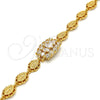 Oro Laminado Fancy Bracelet, Gold Filled Style with White Cubic Zirconia, Polished, Golden Finish, 03.221.0018.07 (15 MM Thickness, 7 Inches Length)