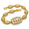 Oro Laminado Fancy Bracelet, Gold Filled Style with White Cubic Zirconia, Polished, Golden Finish, 03.221.0018.07 (15 MM Thickness, 7 Inches Length)
