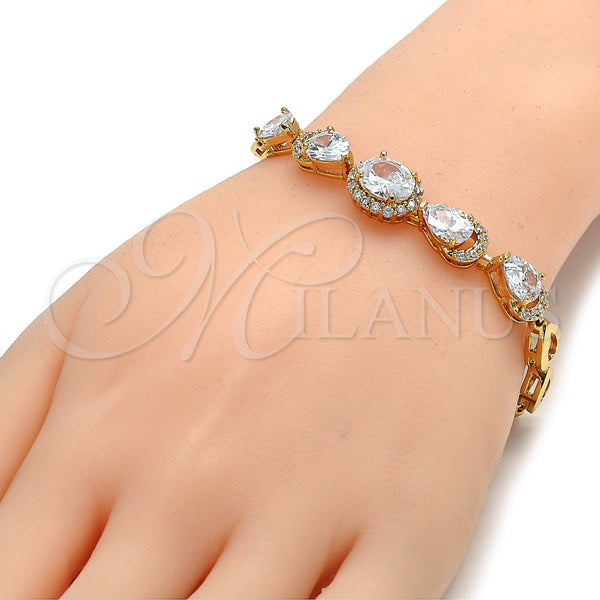Gold Filled Bracelet — Fancy Bracelet Teardrop Design with White Cubic Zirconia — alternate product view — SKU 105229 | Oro Laminado brazalete — elegante Bracelet Teardrop diseño with blanco Cubic Zirconia — SKU 105229