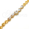 Oro Laminado Fancy Bracelet, Gold Filled Style Teardrop Design, with White Cubic Zirconia, Polished, Golden Finish, 03.221.0012.07 (12 MM Thickness, 7 Inches Length)
