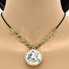 Oro Laminado Pendant Necklace, Gold Filled Style with White Crystal, Polished, Golden Finish, 04.182.0074.32 (02 MM Thickness, 32 Inches Length)