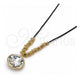 Oro Laminado Pendant Necklace, Gold Filled Style with White Crystal, Polished, Golden Finish, 04.182.0074.32 (02 MM Thickness, 32 Inches Length)