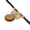Oro Laminado Pendant Necklace, Gold Filled Style with Coffee Cubic Zirconia, Polished, Golden Finish, 04.182.0075.1.32 (05 MM Thickness, 32 Inches Length)