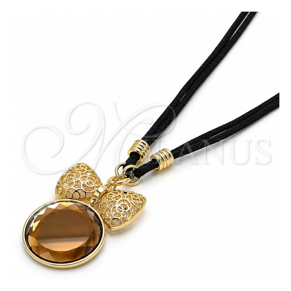 Oro Laminado Pendant Necklace, Gold Filled Style with Coffee Cubic Zirconia, Polished, Golden Finish, 04.182.0075.1.32 (05 MM Thickness, 32 Inches Length)