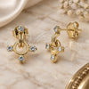 Oro Laminado Stud Earring, Gold Filled Style with White Cubic Zirconia, Polished, Golden Finish, 02.63.2466