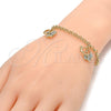 Oro Laminado Charm Bracelet, Gold Filled Style Elephant and Rolo Design, with White Crystal, Polished, Golden Finish, 03.63.1356.06 (04 MM Thickness, 6 Inches Length)
