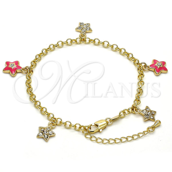 Gold Filled Bracelet — Charm Bracelet Star and Rolo Design with White — main product view — SKU 105323 | Oro Laminado brazalete — Charm Bracelet estrella and Rolo diseño with blanco — SKU 105323