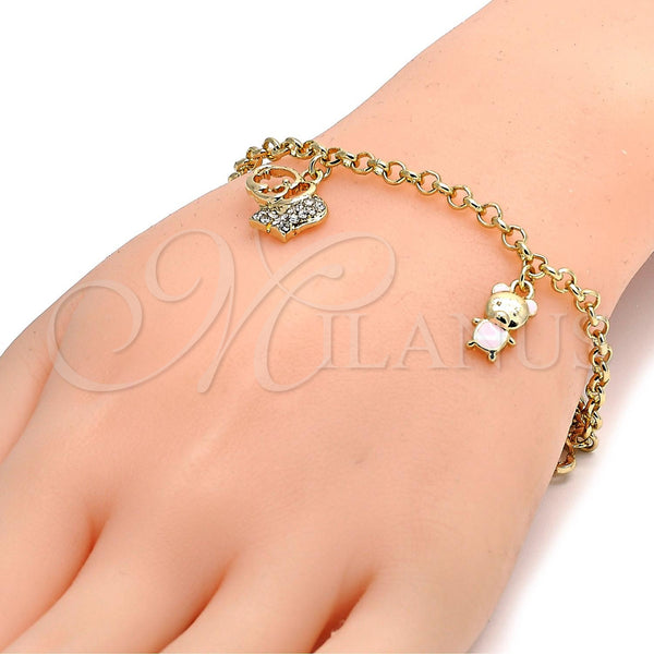 Gold Filled Bracelet — Charm Bracelet Elephant and Teddy Bear Design with — alternate product view — SKU 105324 | Oro Laminado brazalete — Charm Bracelet Elephant and Teddy Bear diseño with — SKU 105324