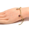 Oro Laminado Charm Bracelet, Gold Filled Style Flower and Ladybug Design, with White Crystal, Multicolor Enamel Finish, Golden Finish, 03.63.1364.07 (04 MM Thickness, 7 Inches Length)