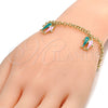 Oro Laminado Charm Bracelet, Gold Filled Style Fish and Rolo Design, Multicolor Enamel Finish, Golden Finish, 03.63.1360.07 (04 MM Thickness, 7 Inches Length)