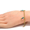 Oro Laminado Charm Bracelet, Gold Filled Style Fish and Rolo Design, Multicolor Enamel Finish, Golden Finish, 03.63.1360.07 (04 MM Thickness, 7 Inches Length)