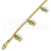 Oro Laminado Charm Bracelet, Gold Filled Style Fish and Rolo Design, Multicolor Enamel Finish, Golden Finish, 03.63.1360.07 (04 MM Thickness, 7 Inches Length)