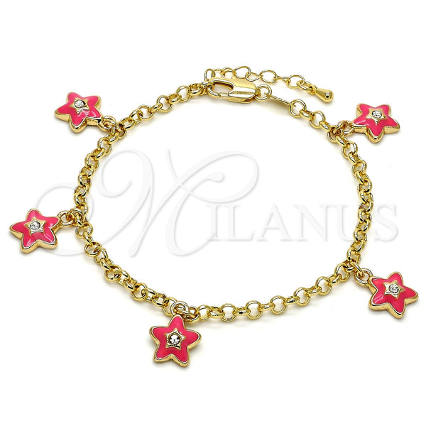Gold Filled Bracelet — Charm Bracelet Star and Rolo Design with White — main product view — SKU 105332 | Oro Laminado brazalete — Charm Bracelet estrella and Rolo diseño with blanco — SKU 105332