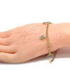 Oro Laminado Charm Bracelet, Gold Filled Style Star and Rolo Design, with White Crystal, Polished, Golden Finish, 03.63.1357.07 (04 MM Thickness, 7 Inches Length)