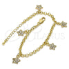 Oro Laminado Charm Bracelet, Gold Filled Style Star and Rolo Design, with White Crystal, Polished, Golden Finish, 03.63.1357.07 (04 MM Thickness, 7 Inches Length)