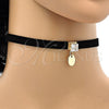 Oro Laminado Fancy Necklace, Gold Filled Style Choker Design, with White Cubic Zirconia, Polished, Golden Finish, 04.215.0023.13 (08 MM Thickness, 13 Inches Length)
