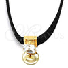 Oro Laminado Fancy Necklace, Gold Filled Style Choker Design, with White Cubic Zirconia, Polished, Golden Finish, 04.215.0023.13 (08 MM Thickness, 13 Inches Length)