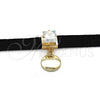 Oro Laminado Fancy Necklace, Gold Filled Style Choker Design, with White Cubic Zirconia, Polished, Golden Finish, 04.215.0023.13 (08 MM Thickness, 13 Inches Length)