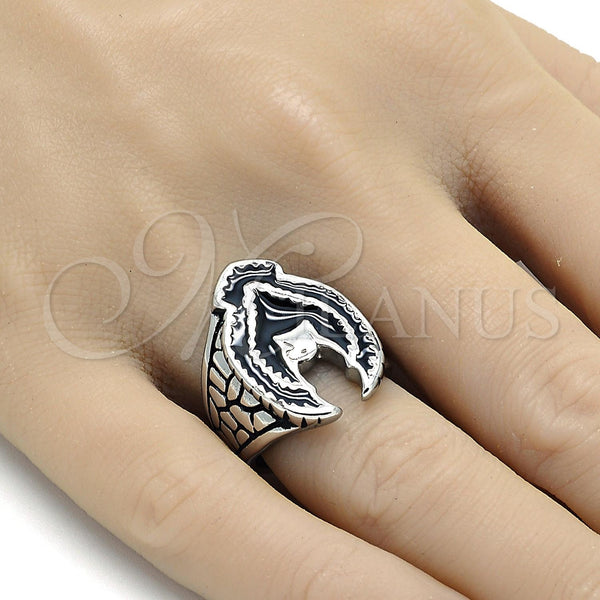 Stainless Steel Ring — Mens Ring Eagle Design Black Enamel 01. Size — alternate product view — SKU 105392 | Acero Inoxidable anillo — Mens Ring Eagle diseño negro Enamel 01. Size — SKU 105392