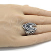 Stainless Steel Mens Ring, Eagle Design, Black Enamel Finish, Steel Finish, 01.234.0002.09 (Size 9)