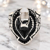 Stainless Steel Mens Ring, Eagle Design, Black Enamel Finish, Steel Finish, 01.234.0002.09 (Size 9)