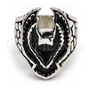Stainless Steel Mens Ring, Eagle Design, Black Enamel Finish, Steel Finish, 01.234.0002.10 (Size 10)