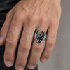 Stainless Steel Mens Ring, Eagle Design, Black Enamel Finish, Steel Finish, 01.234.0002.11 (Size 11)