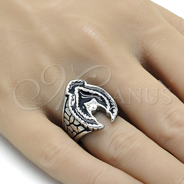 Stainless Steel Ring — Mens Ring Eagle Design Black Enamel 01. Size — alternate product view — SKU 105394 | Acero Inoxidable anillo — Mens Ring Eagle diseño negro Enamel 01. Size — SKU 105394