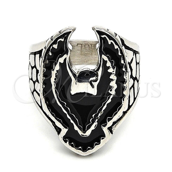 Stainless Steel Ring — Mens Ring Eagle Design Black Enamel 01. Size — main product view — SKU 105394 | Acero Inoxidable anillo — Mens Ring Eagle diseño negro Enamel 01. Size — SKU 105394