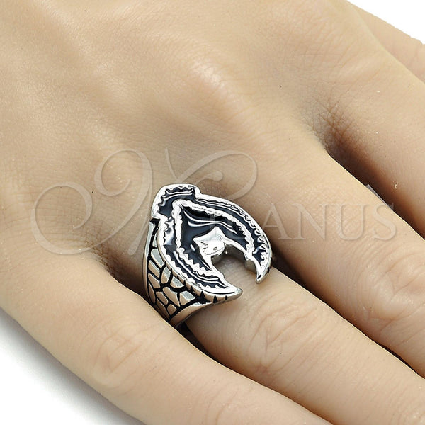 Stainless Steel Ring — Mens Ring Eagle Design Black Enamel 01. Size — alternate product view — SKU 105395 | Acero Inoxidable anillo — Mens Ring Eagle diseño negro Enamel 01. Size — SKU 105395