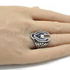 Stainless Steel Mens Ring, Eagle Design, Black Enamel Finish, Steel Finish, 01.234.0002.12 (Size 12)