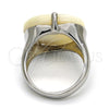 Stainless Steel Multi Stone Ring, Heart Design, with Ivory Mother of Pearl, Polished, Steel Finish, 01.235.0004.1.09 (Size 9)
