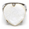 Stainless Steel Multi Stone Ring, Heart Design, with Ivory Mother of Pearl, Polished, Steel Finish, 01.235.0004.1.09 (Size 9)