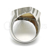 Stainless Steel Multi Stone Ring, with Ivory Mother of Pearl, Polished, Steel Finish, 01.235.0005.1.08 (Size 8)