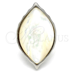 Stainless Steel Ring — Multi Stone Ring with Ivory Mother of Pearl — main product view — SKU 105455 | Acero Inoxidable anillo — Multi Stone Ring with Ivory Mother of Pearl — SKU 105455