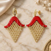 Oro Laminado Long Earring, Gold Filled Style Orange Resin Finish, Golden Finish, 02.09.0103.2