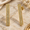 Oro Laminado Long Earring, Gold Filled Style White Resin Finish, Golden Finish, 02.09.0107