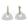 Oro Laminado Long Earring, Gold Filled Style White Resin Finish, Golden Finish, 02.09.0107