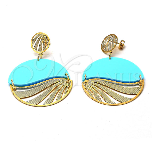 Gold Filled Ring — Long Earring Acqua Resin 02.09. — main product view — SKU 105510 | Oro Laminado anillo — Long Earring Acqua Resin 02.09. — SKU 105510